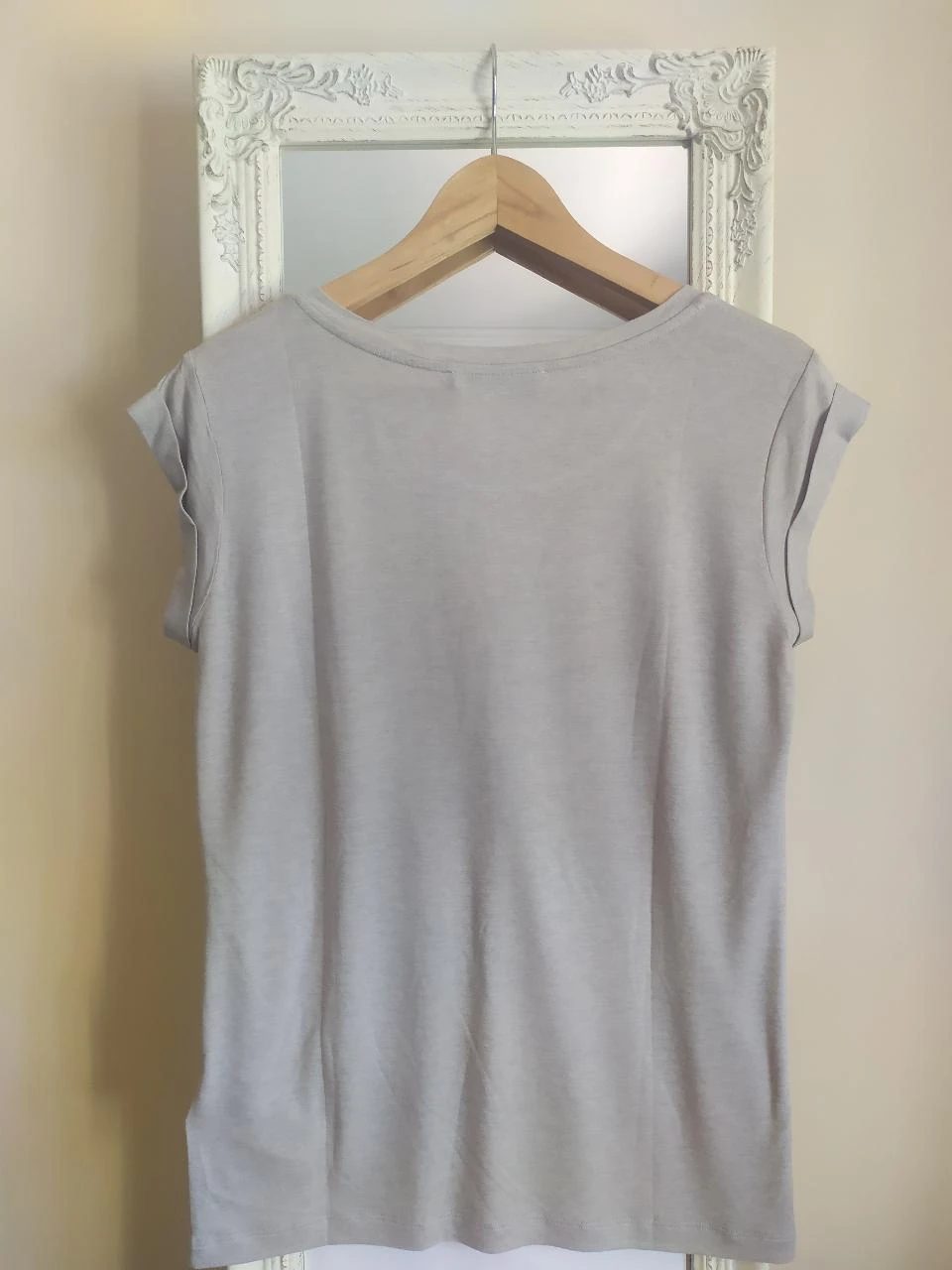 ALLSAINTS Women's Light Grey Viscose Wool Blend Relaxed T-Shirt Size S – photo 8
